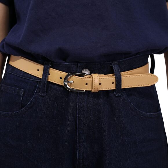 8747- Women Genuine Italian Leather Belt Luna, Made In France- Beige, 75 Cm main image 5